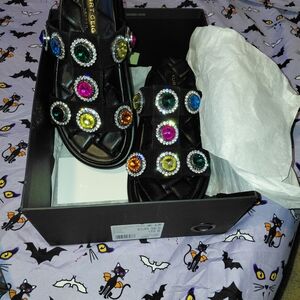 Kurt Geiger Black Sandals with Multicolor Jewels